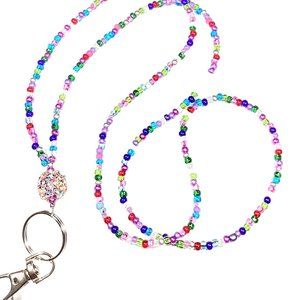 Jewel Tone Sparkle, Beaded Lanyard for Women, Badge, ID Holder, Lanyard